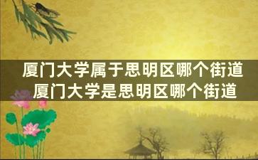 厦门大学属于思明区哪个街道 厦门大学是思明区哪个街道